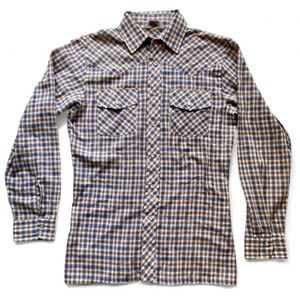 Vintage 70s Levi's Blue and Brown Plaid Button Down Shirt
